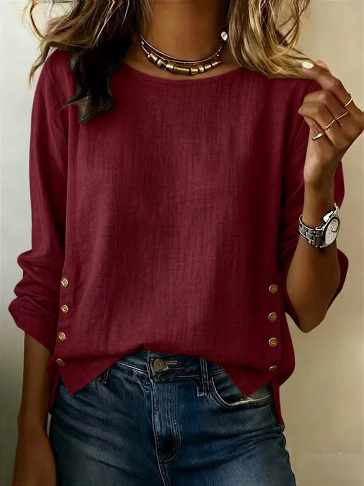 Norah | Side Button Linen Top