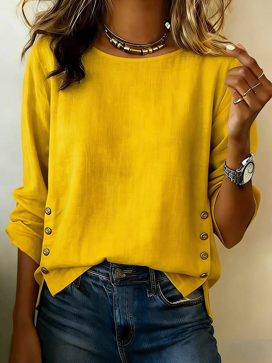 Norah | Side Button Linen Top