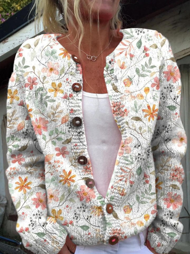 Ariadne | Vintage Flower Art Cardigan in Little Flowers