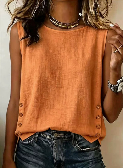 Norah | Side Button Linen Top