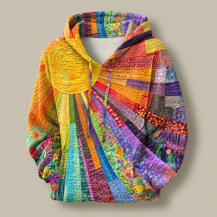 Meredith | Cozy Patchwork Hoodie in Sunflower