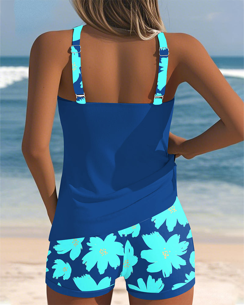 Edith | Sleeveless Printed Tankini