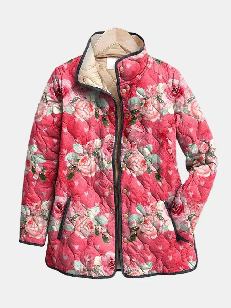 Orla | Quilted Floral Jacket in Pink Rose