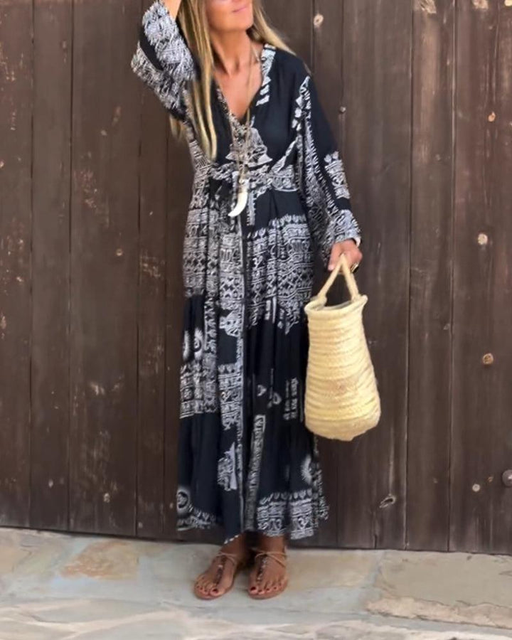 Emy | Trendy V-Neck Bell Sleeve Dress