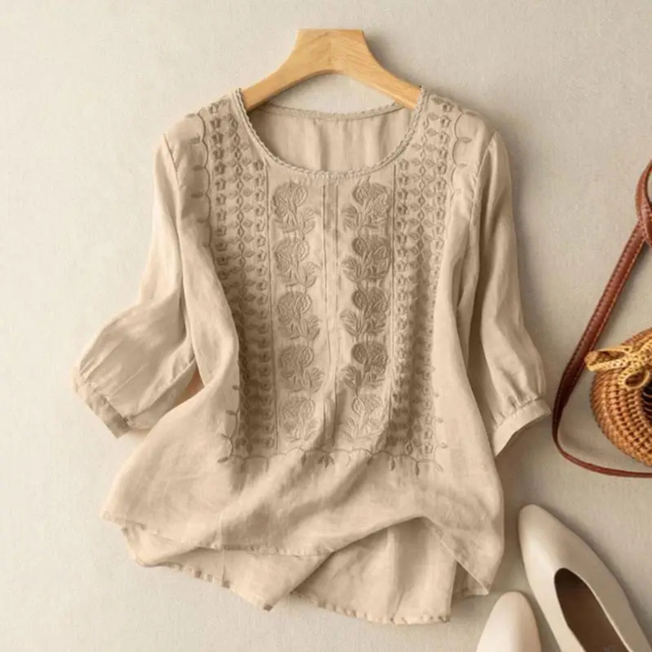 Opal | Embroidered Three-Quarter Sleeve Blouse