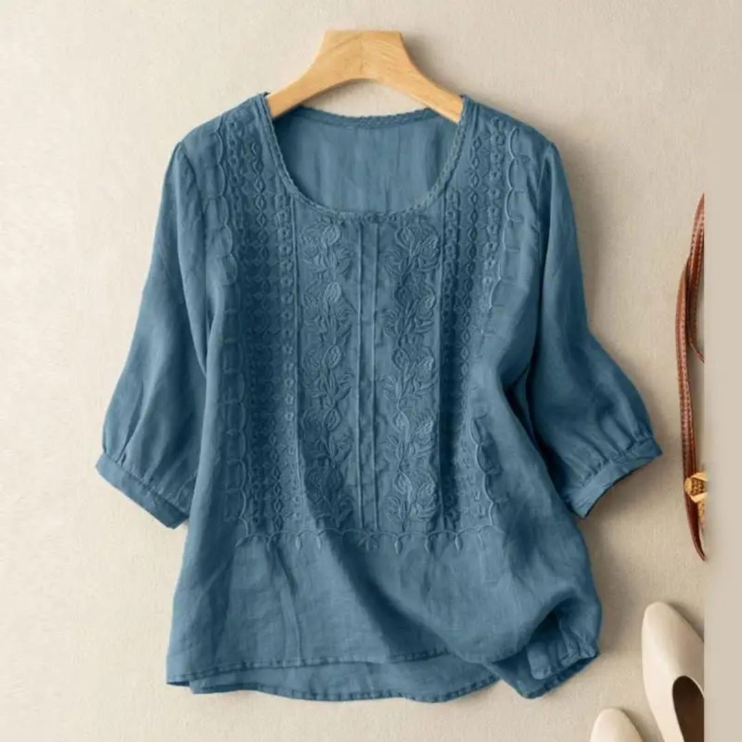 Opal | Embroidered Three-Quarter Sleeve Blouse