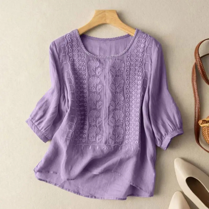 Opal | Embroidered Three-Quarter Sleeve Blouse