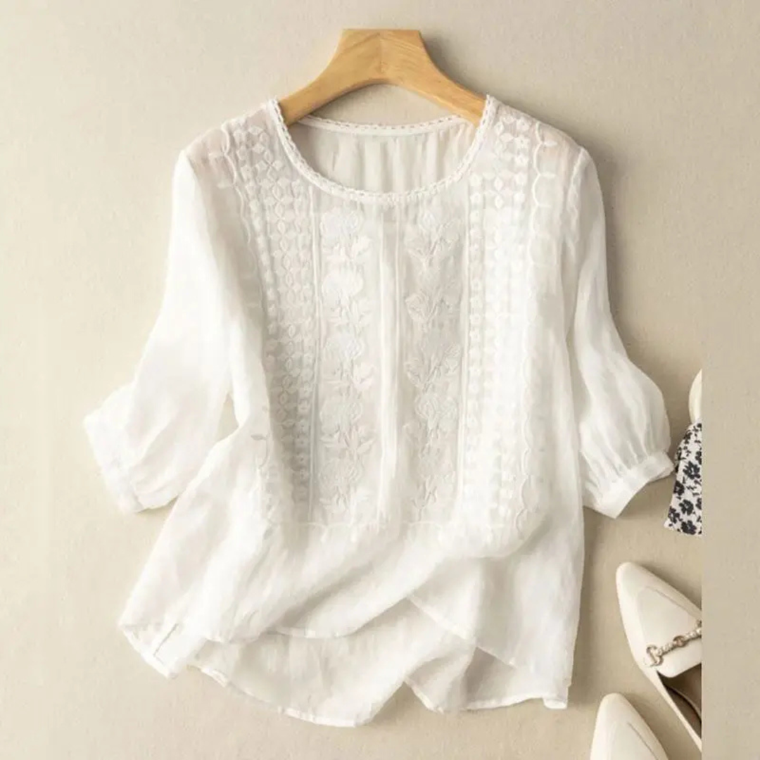 Opal | Embroidered Three-Quarter Sleeve Blouse