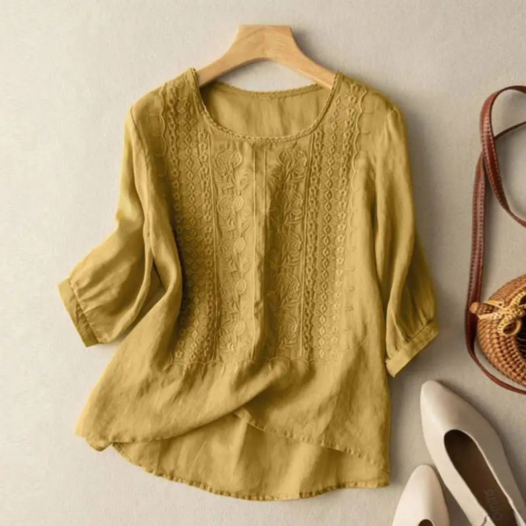 Opal | Embroidered Three-Quarter Sleeve Blouse