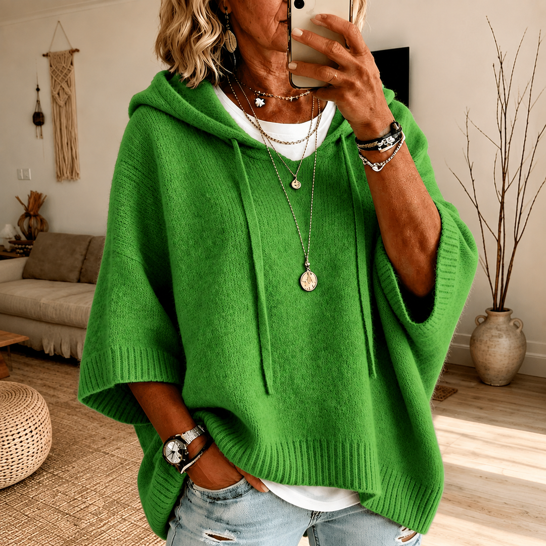 Violetta | Cozy Hooded Poncho in Green