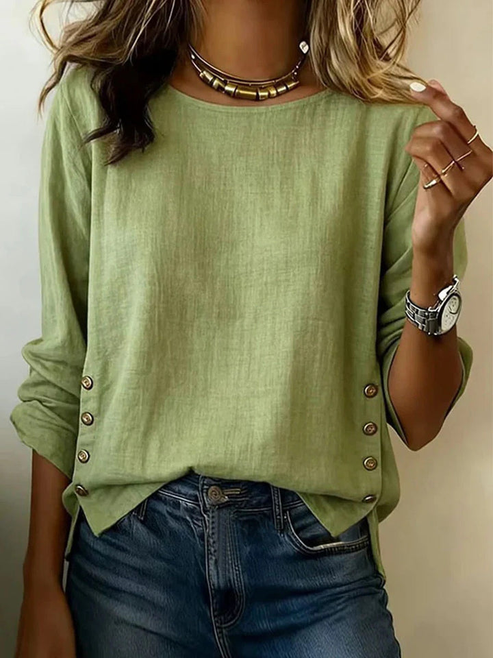 Norah | Side Button Linen Top