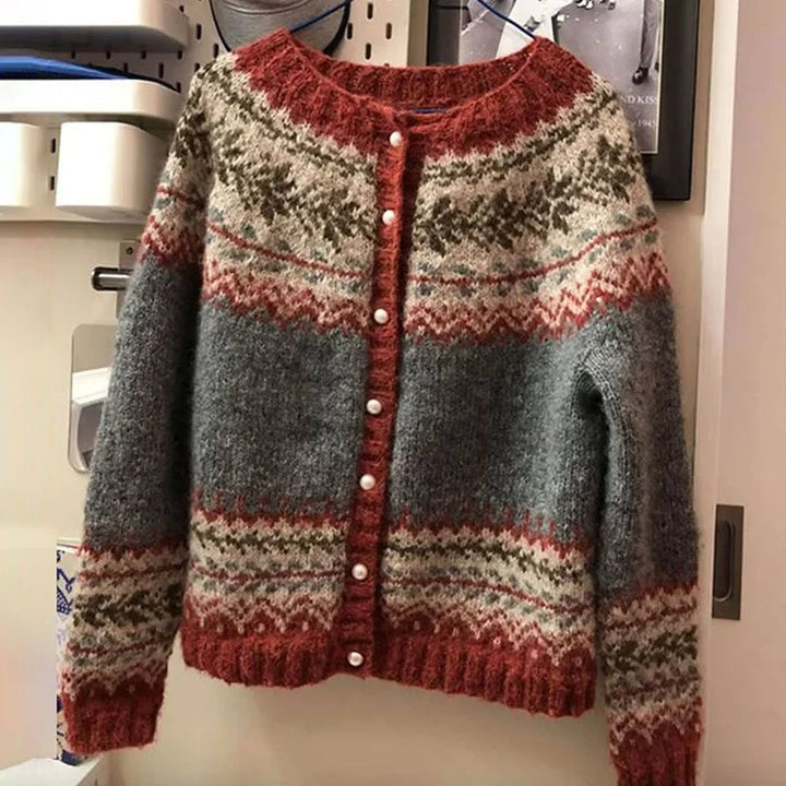 Liliana Fair Isle cardigan in Heather Gray