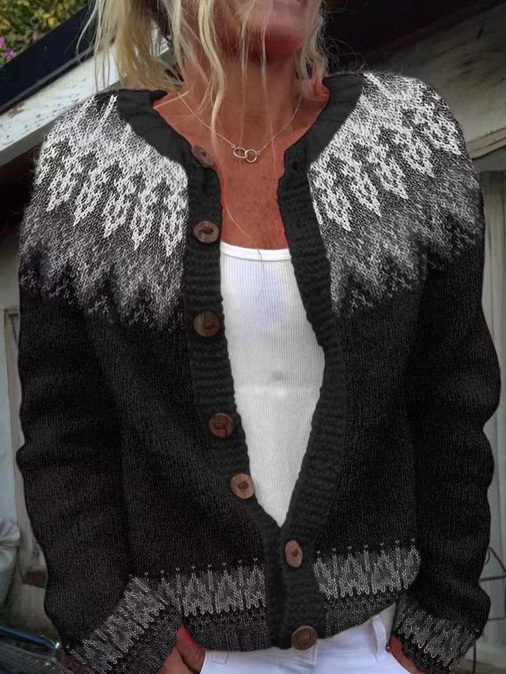 Liliana Fair Isle cardigan in Charcoal