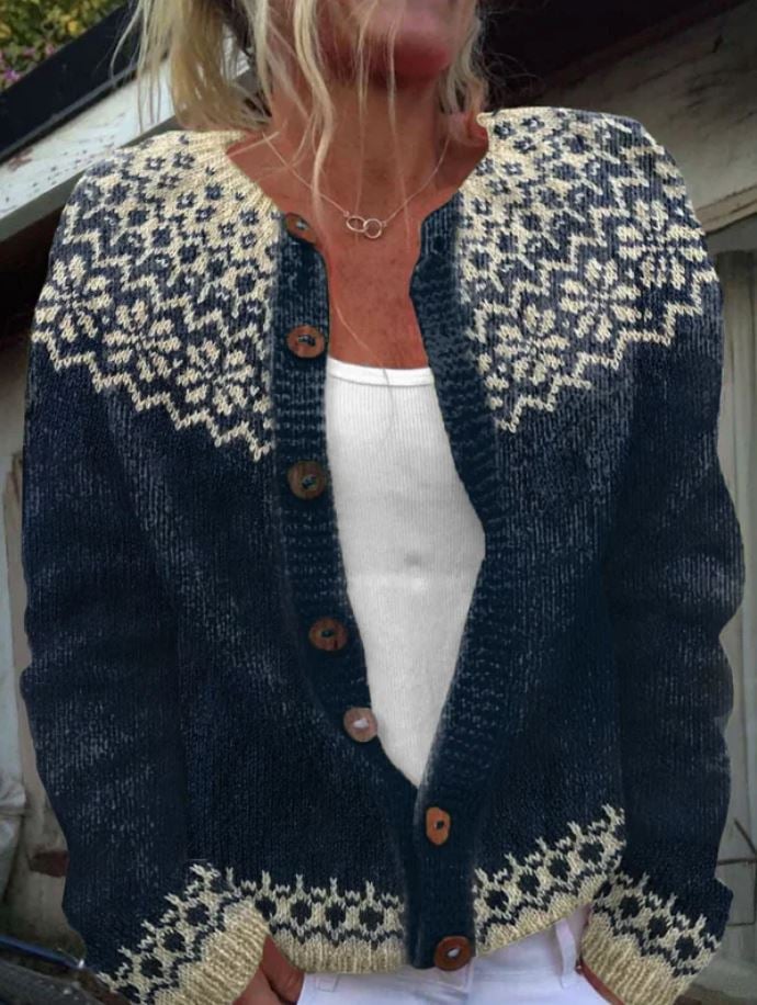 Liliana Fair Isle cardigan in Navy