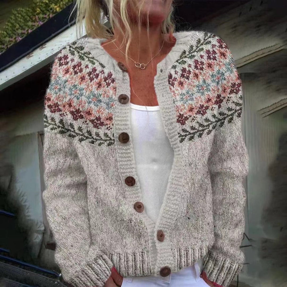 Liliana Fair Isle cardigan in Cream