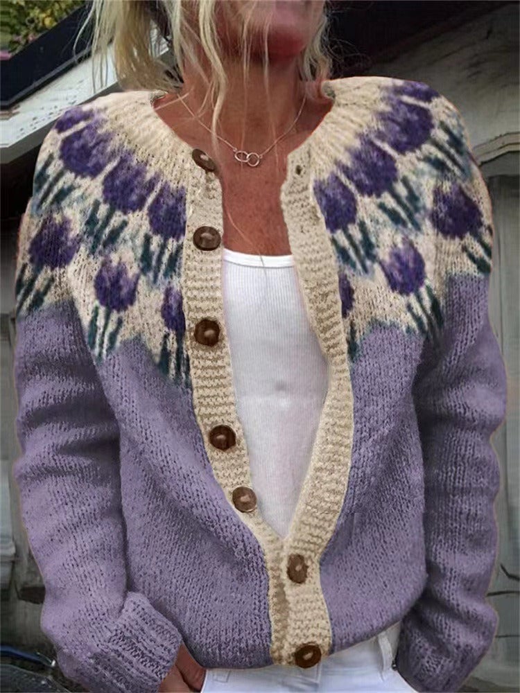 Liliana Fair Isle cardigan in Lavender