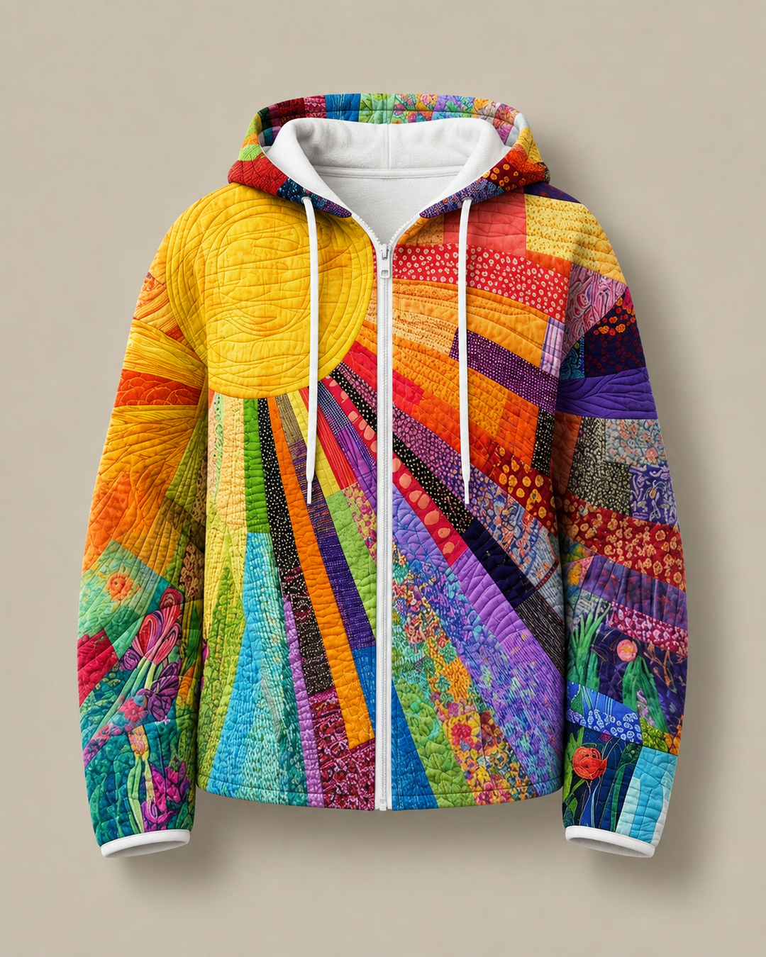 Meredith | Cozy Patchwork Hoodie in Sunburst