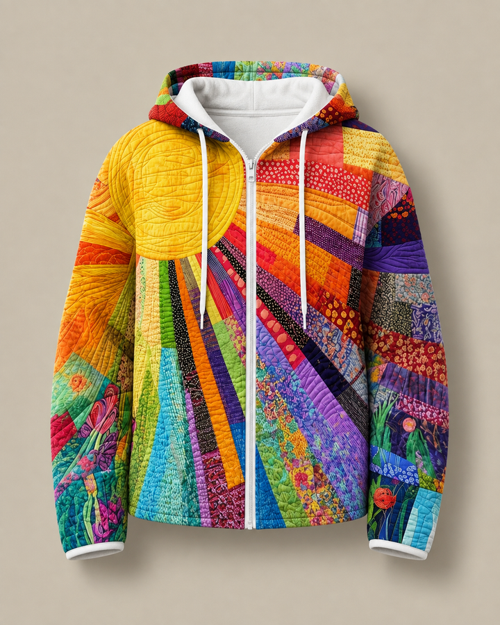 Meredith | Cozy Patchwork Hoodie in Sunburst